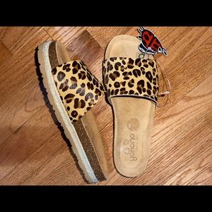 Yokono Leopard Espadrille Platform Sandals NWT 9